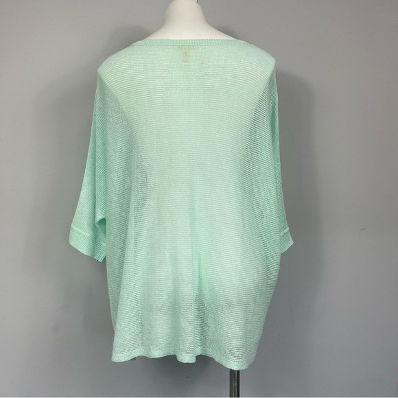 Eileen Fisher Organic Linen Open Knit Top M Boxy Slouchy Dolman Sleeve Sweeter - Picture 6 of 15